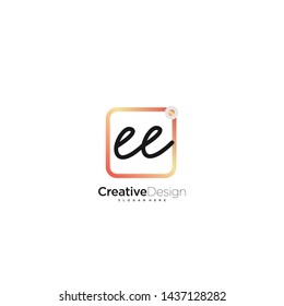 EE initial handwriting with color logo icon template vector.