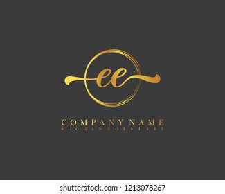 EE initial handwriting logo circle template vector