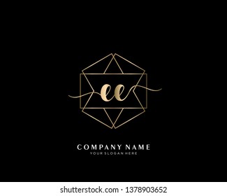 EE initial handwriting logo geometric template vector