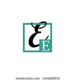 EE  Initial Handwriting logo template vector