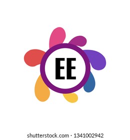 EE  Initial Handwriting logo template vector