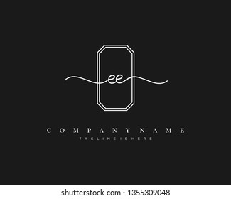 EE initial handwriting logo template vector