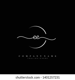EE initial handwriting logo template vector