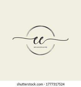 EE Initial handwriting logo vector