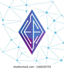 EE Initial letter block chain logo icon vector template. Looping mono line circuit letter on rhombus cube logo