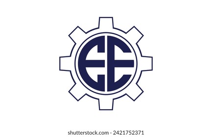 EE initial letter mechanical circle logo design vector template. industrial, engineering, servicing, word mark, letter mark, monogram, construction, business, company, corporate, commercial, geometric