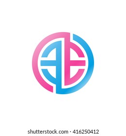 EE initial letters linked circle logo pink blue