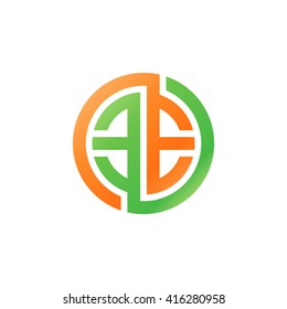 EE initial letters linked circle logo orange green