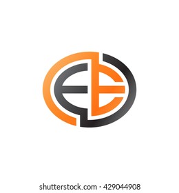 EE initial letters looping linked ellipse logo orange black