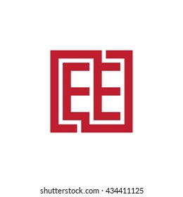 EE initial letters looping linked square logo red