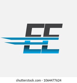 EE initial logo company name colored black and blue, Simple and Modern Logo Design.