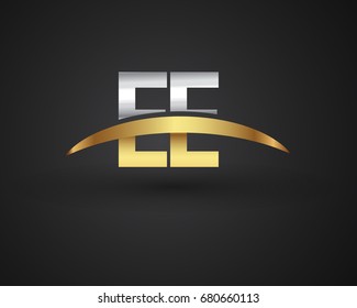 EE initial logo company name colored gold and silver swoosh design. vector logo for business and company identity.
