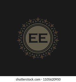 EE initial logo. Luxury ornament crown logo.