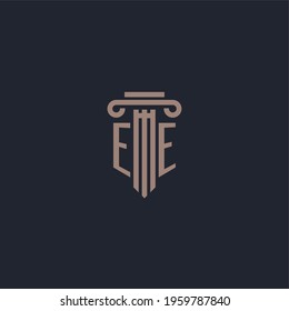 EE initial logo monogram with pillar style design for law firm and justice company