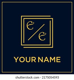 EE initial modern monogram wedding with creative rectangle line