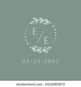 EE initial modern monogram wedding with creative circle line