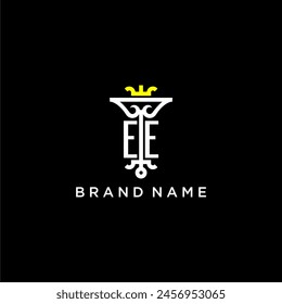 EE initial monogram brand logo design for crown vector image