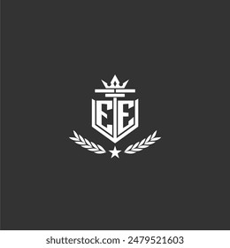 EE initial monogram brand logo design for crown vector image