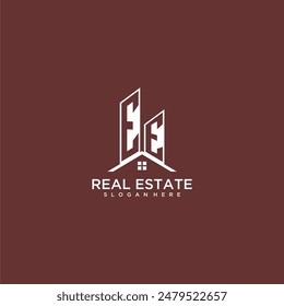 EE initial monogram building and roof logo for real estate