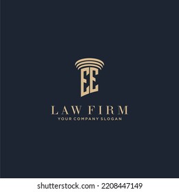 EE initial monogram lawfirm logo with pillar design