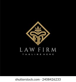 EE initial monogram logo for lawfirm with pillar in creative square design