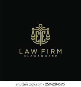 EE initial monogram logo for lawfirm with scale vector design