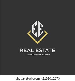 EE initial monogram logo for real estate with polygon style