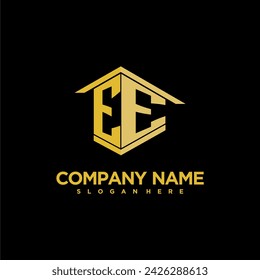 EE initial monogram logo for real estate with creative building style design