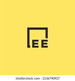 EE-Anfangslogos für Monogramme mit quadratischem Design