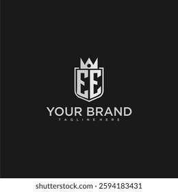 EE initial monogram shield and crown vector image