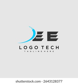 Monograma inicial EE para design de logotipo de tecnologia