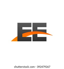 EE initial overlapping swoosh letter logo black orange