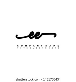 EE initial signature logo. handwriting logo template vector,