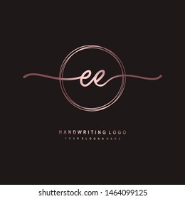 EE initial signature logo. handwriting logo template vector,