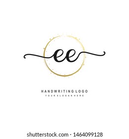 EE initial signature logo. handwriting logo template vector,