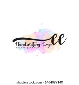 EE initial signature logo. handwriting logo template vector,