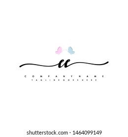 EE initial signature logo. handwriting logo template vector,