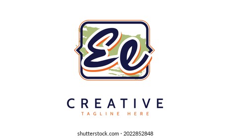 EE Initials, handwriting logo vector
