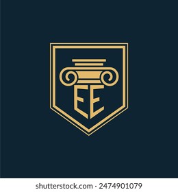 EE Initials Law Firm Logo Lawyer logo with creative law element