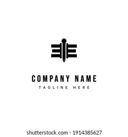 EE letter abstract logo design and a pen, perfect for logo design templates