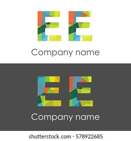 EE letter abstract mosaic shape icon colorful
