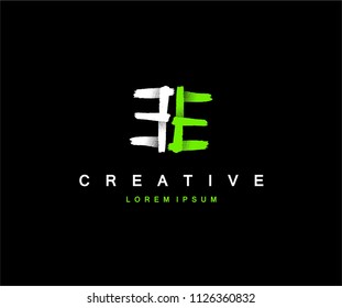 EE Letter Dots Brush Grunge Logo Design
