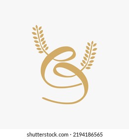 EE-Letter-Blatt-Reis-goldenes Logo, Vektorgrafik