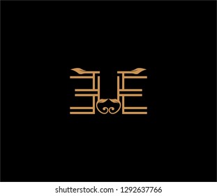 EE letter linear shape luxury flourishes ornament logotype