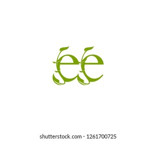 EE letter linked creative unique style monogram leaf floral logo