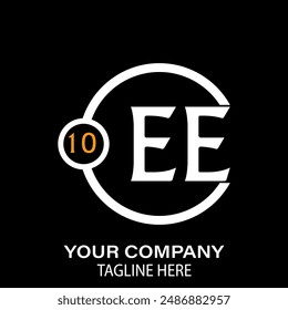 EE Letter Logo Design. Black Background.