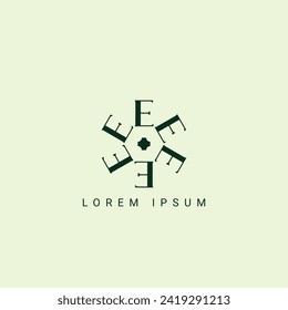 EE Letter Logo Design Vector Template. Alphabet Initial Letter E Logo Design With Glossy Reflection Business Illustration