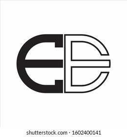 EE Letter logo monogram with oval shape negative space design template white background