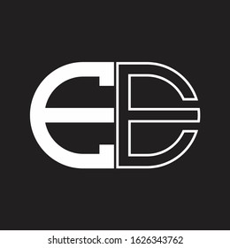 EE  Letter logo monogram with oval shape negative space design template