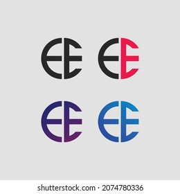 EE letter logo vector template Creative modern shape colorful monogram Circle logo company logo grid logo
